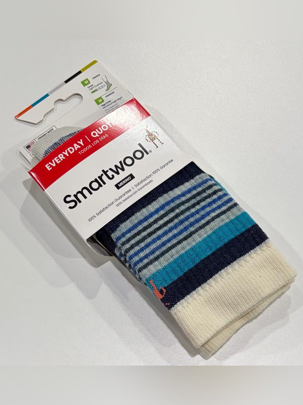 SmartWool Men's Medium Everyday Joviansphere Socks Crew Wool Blend NWT Blue